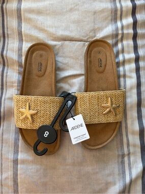 Ardene Tan Raffia Starfish Slide Sandals